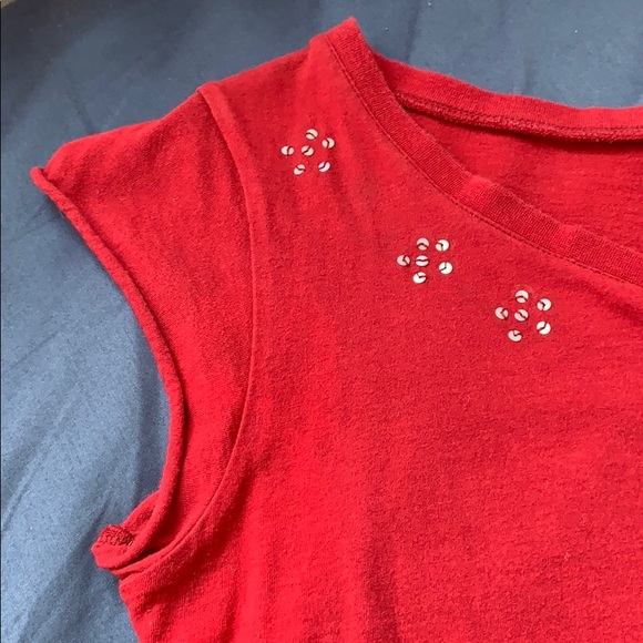 Red Organic Cotton Sequined Top - Picture 2 of 2